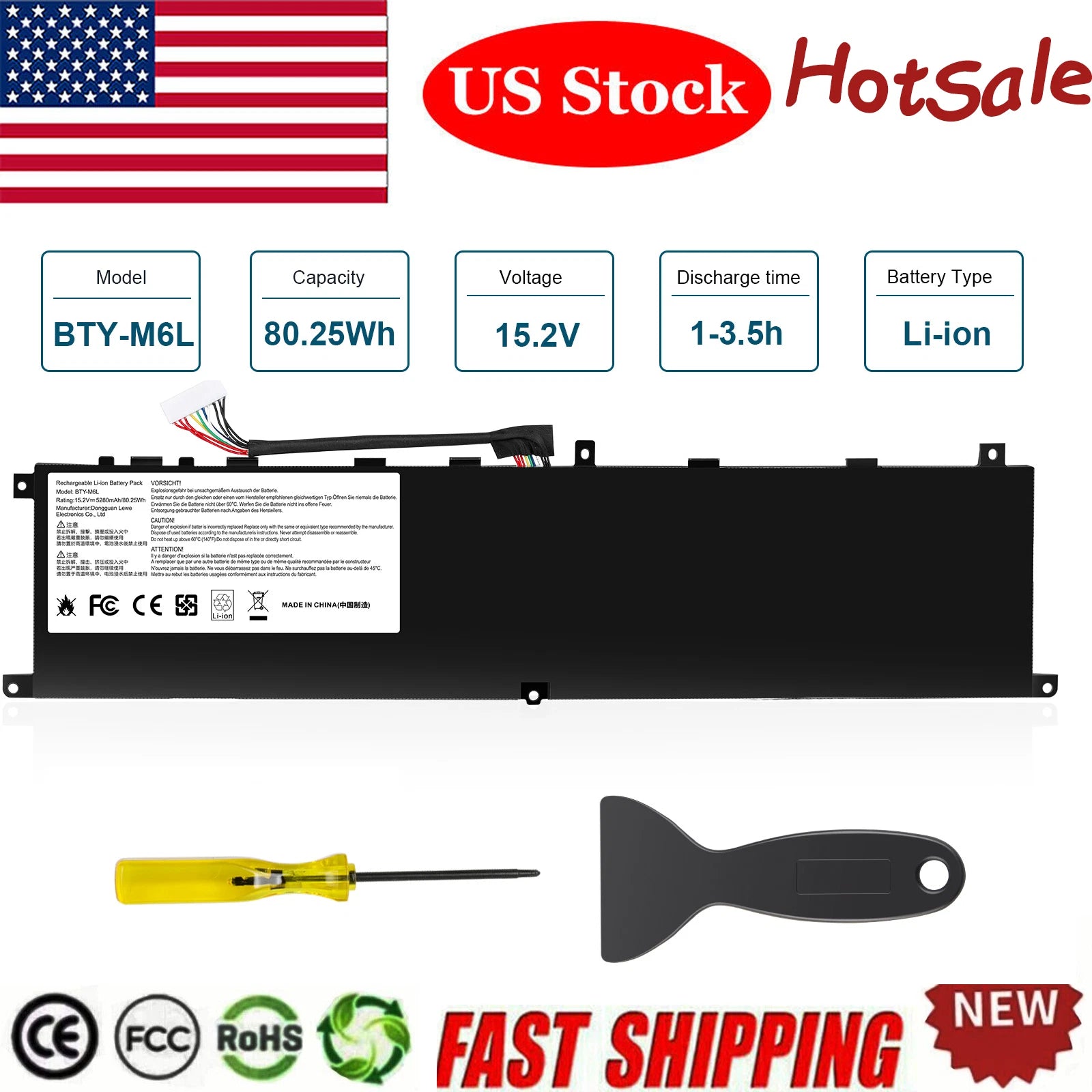 BTY-M6L Laptop Battery For MSI GS65 PS63 P65 GS75 GS60 Stealth Thin MS-16Q2