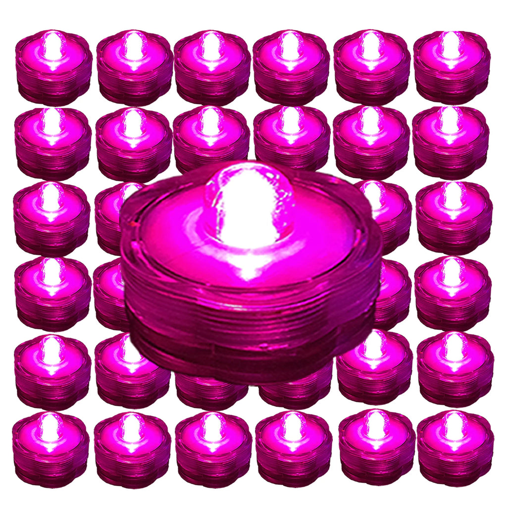 36 Pack PINK Submersible Waterproof Underwater Battery LED Tea Light~Wedding