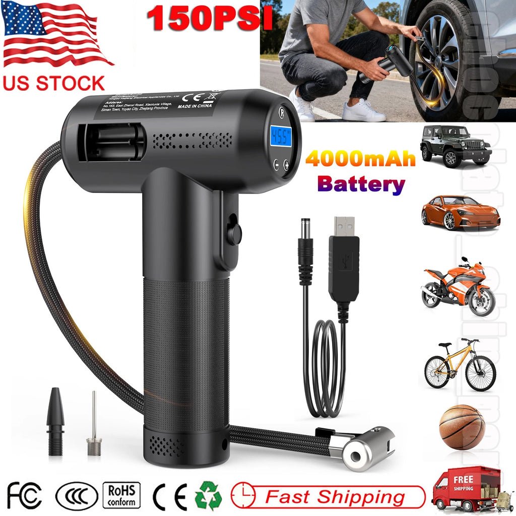 150PSI 12V LCD Digital Car Tyre Inflator Pump Portable Air Compressor LED Light