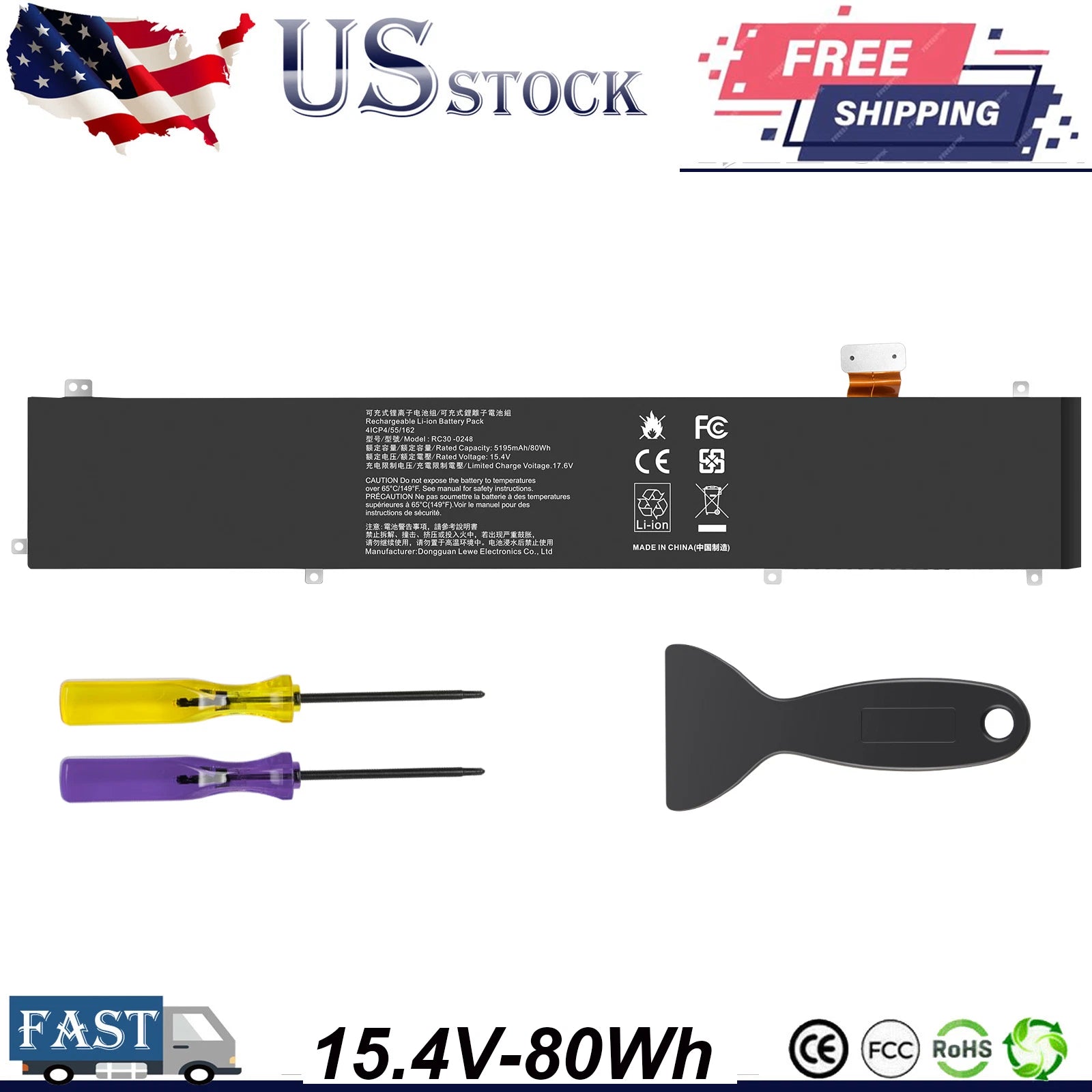 RC30-0248 Battery For Razer Blade Advanced15 2018-2021 RZ09-02385 RZ09-02386 80W