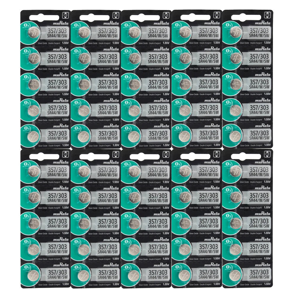 50 Murata 357 303 Sr44w Batteries Silver Oxide 1.55v Watch Battery Exp 2022