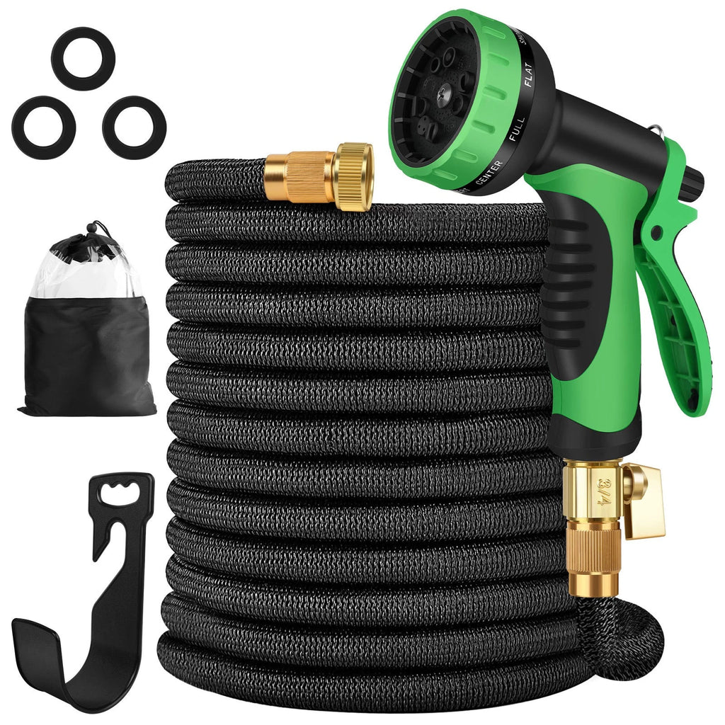 Expandable Flexible Garden Water Hose with 10/8 Function Spray Nozzle 25FT-150FT