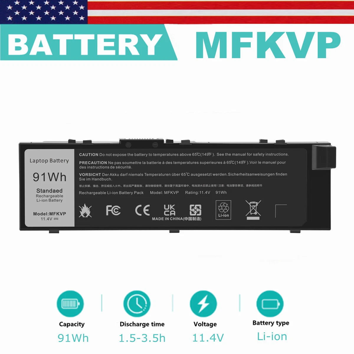 MFKVP Battery For Dell Precision 7510 7720 M7510 M7710 451-BBSB M28DH TWCPG 91Wh