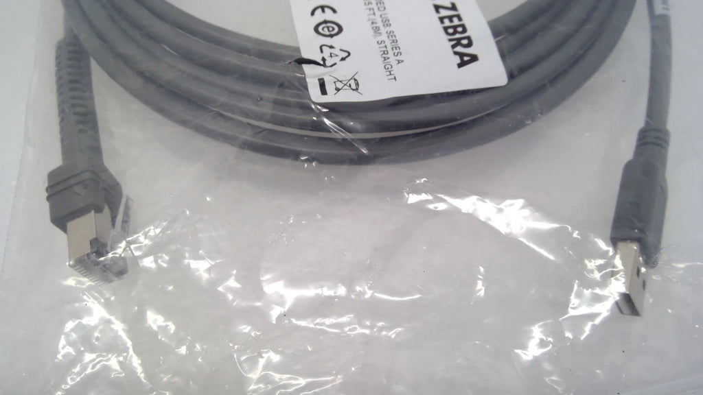 NEW Zebra CBA-U30-S15ZBR 15FT Replacement USB Data Transfer SCANNER Cable Grey
