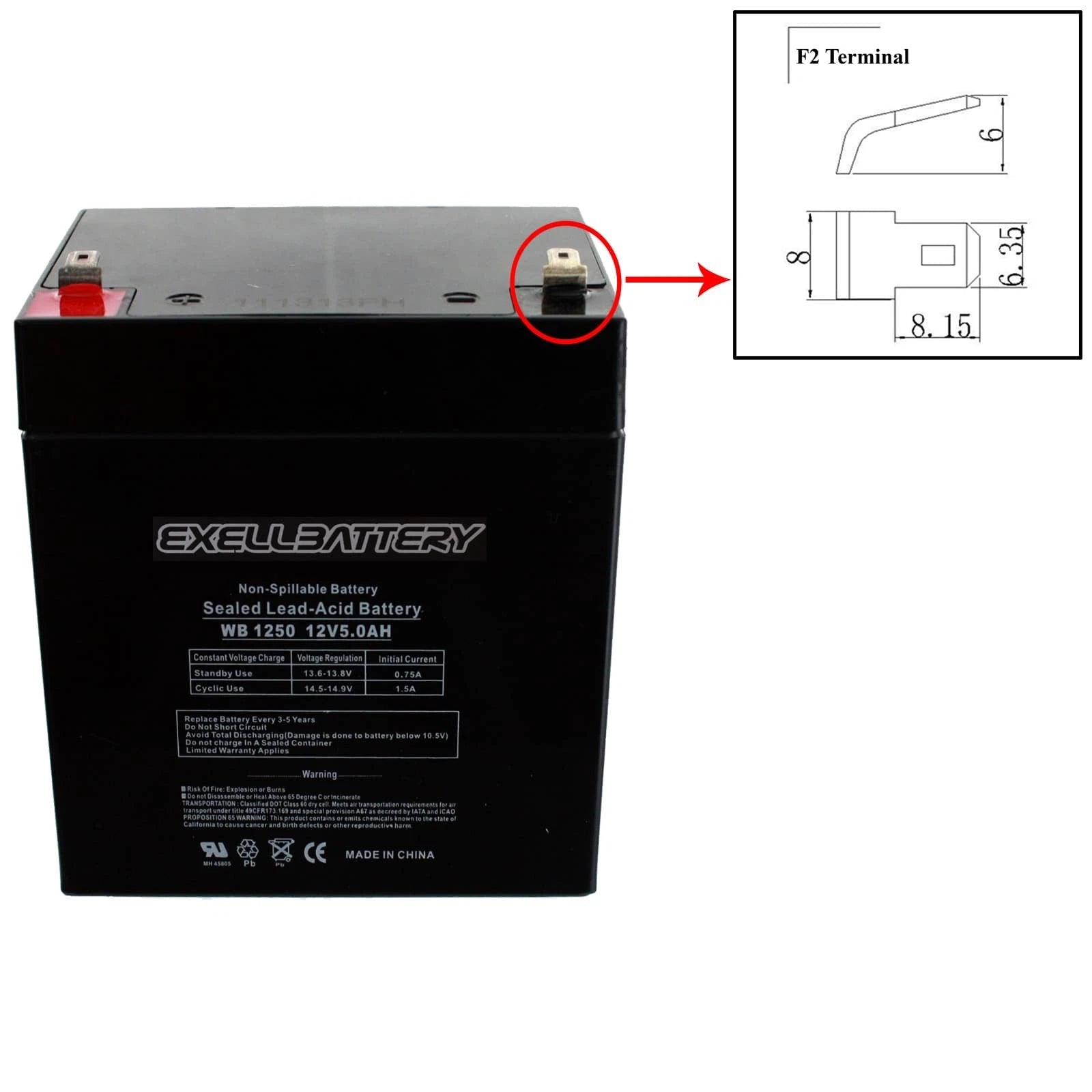 NEW 12V 5Ah F2 Sealed Lead Acid Battery Compatible With UB1250 PS-1250 UPS ALARM