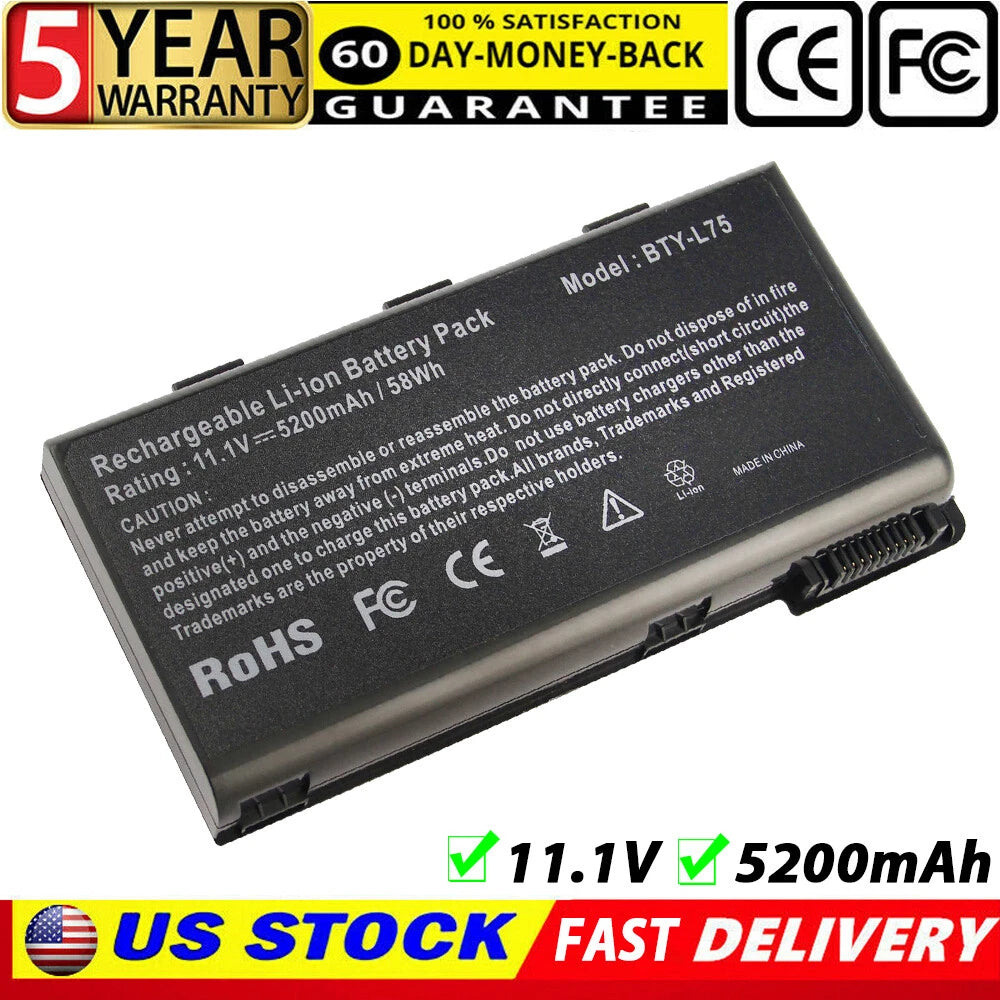 NEW Battery For MSI A5000 A6000 A6200 BTY-L74 BTY-L75 MS-1682 CR600 CR620 CX600