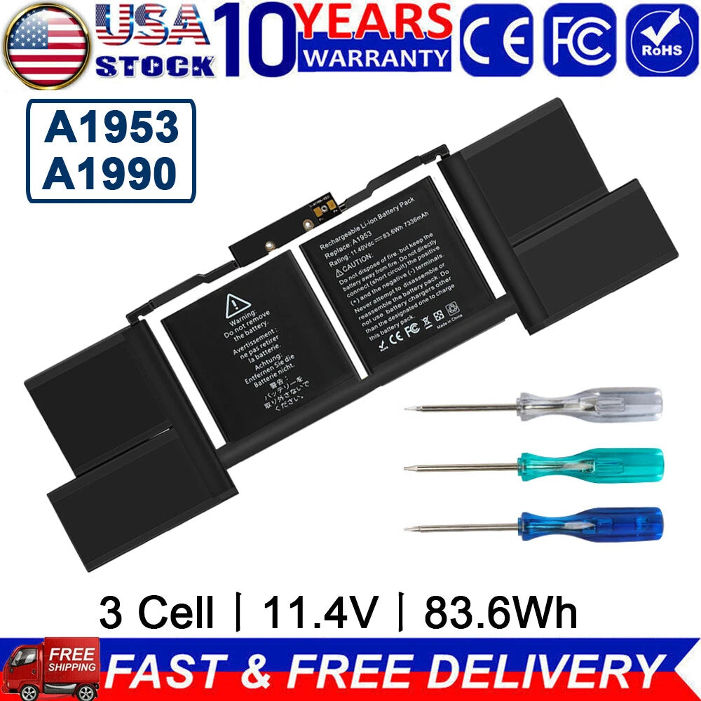 A1953 Battery For MacBook Pro 15" Touch Bar EMC 3215 3359 Mid 2018 2019 A1990 US