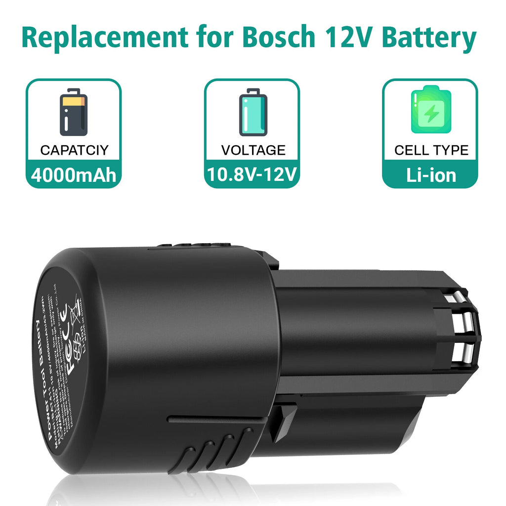2X 4.0Ah For Bosch LI-LON 10.8V/12V Battery BAT411 BAT411A BAT412A 2607336013