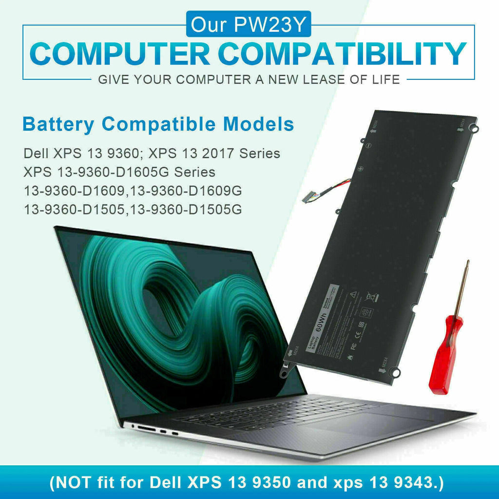 PW23Y/JD25G Battery For Dell XPS 13 9343 9350 9360 Series P54G P54G001 Laptop