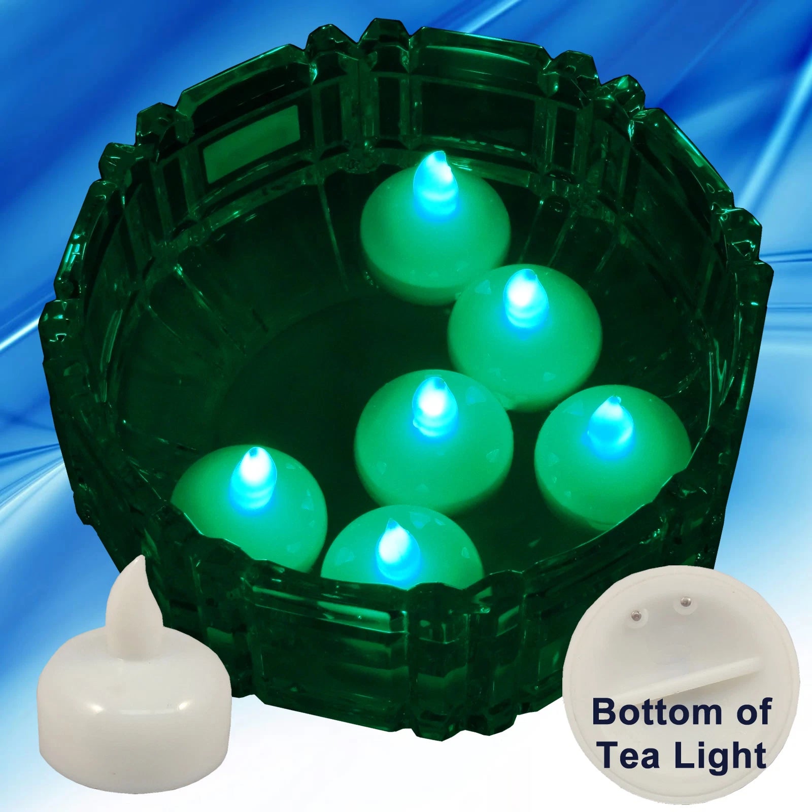 36 Flameless Floating LED tealight Candle Battery operated Green tea lights