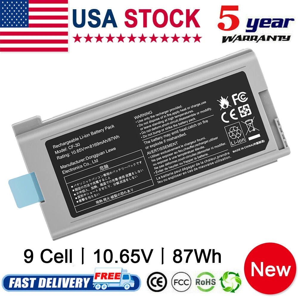 CF-30 Battery for Panasonic Toughbook CF-31 CF-53 CF-VZSU46S CF-VZSU71U 8169mAh