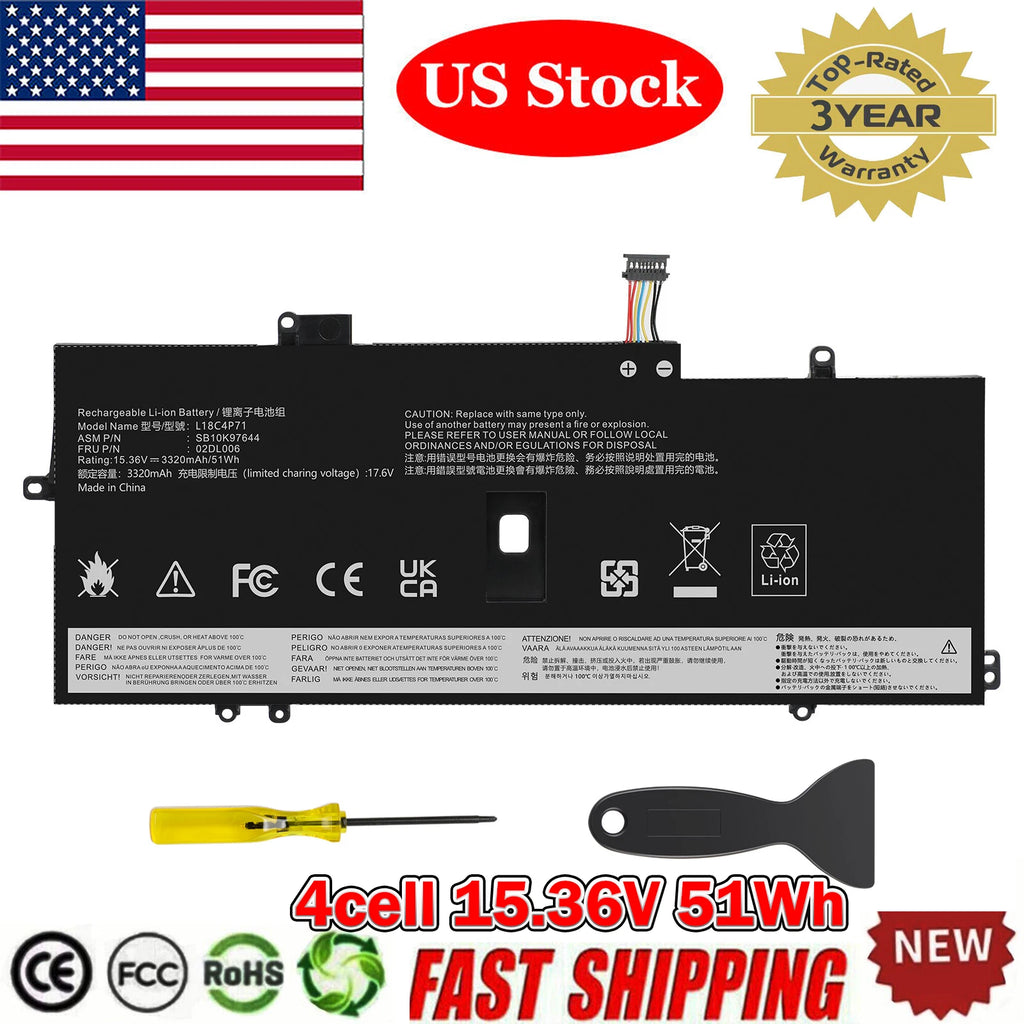 Battery L18C4P71 For Lenovo ThinkPad X1 Carbon 7th 8th Gen L18L4P71 L18L4P72 New