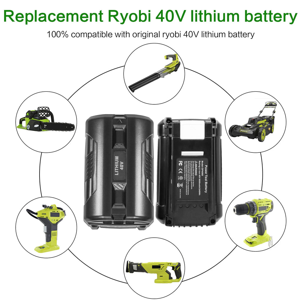 40V For Ryobi OP40261 40 Volt 6.0Ah LI-ION Battery OP40601 OP4050A High Capacity