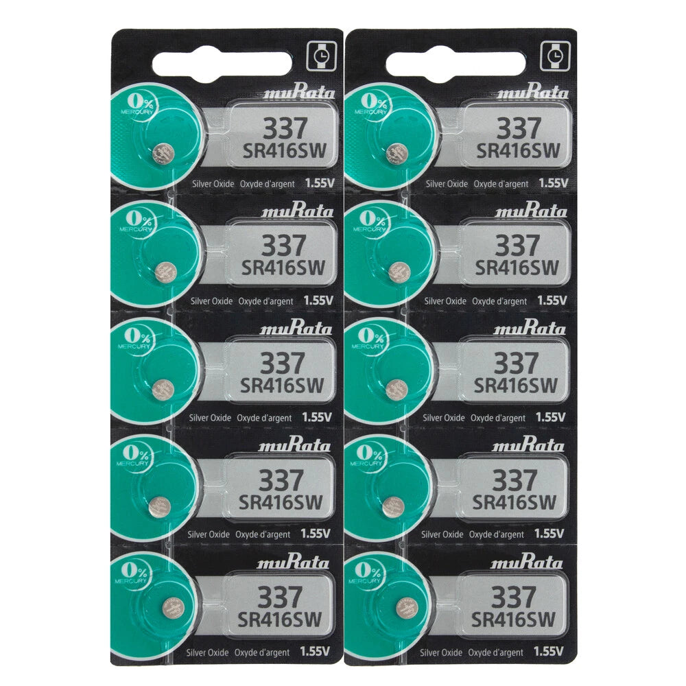 10 Murata Silver Oxide SR416SW SR416W SR416 1.55V Watch Battery - Replaces Sony