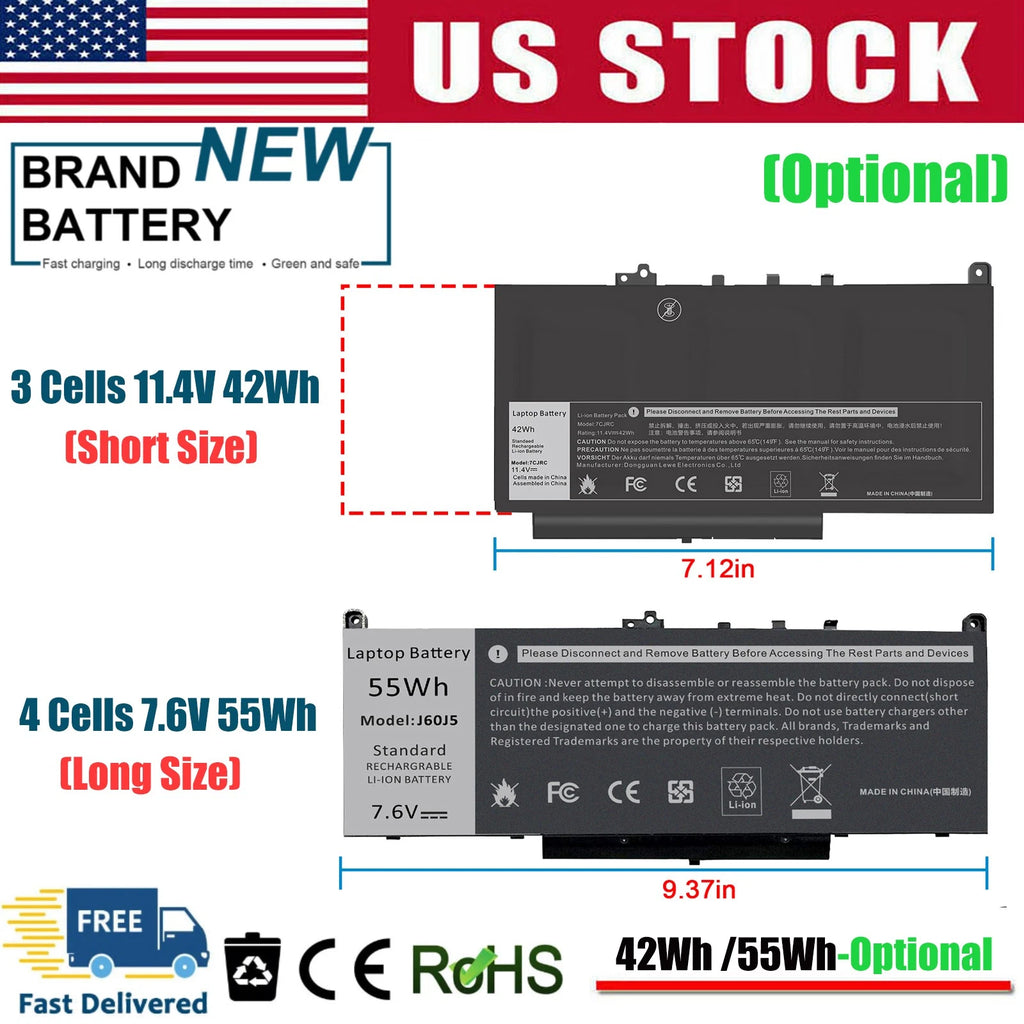 ?J60J5/7CJRC Battery For Dell Latitude E7270 E7470 7470 7270 MC34Y 242WD 21X15