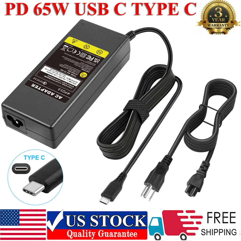 AC Power Adapter USB-C Charger For Dell Chromebook 3100 3400 2 in 1 Laptop 65W