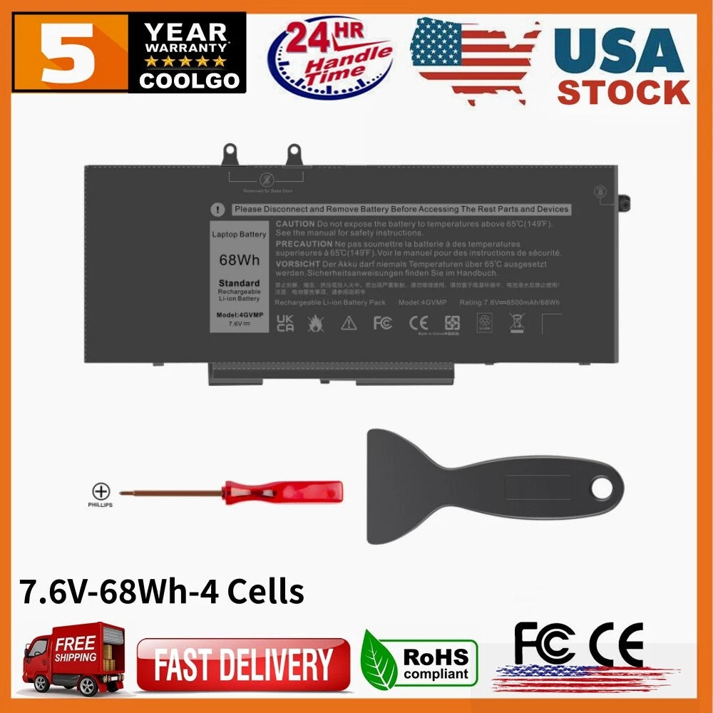 4GVMP Battery For Dell Latitude 5400 5500 Precision 3540 9JRYT C5GV2 /Charger