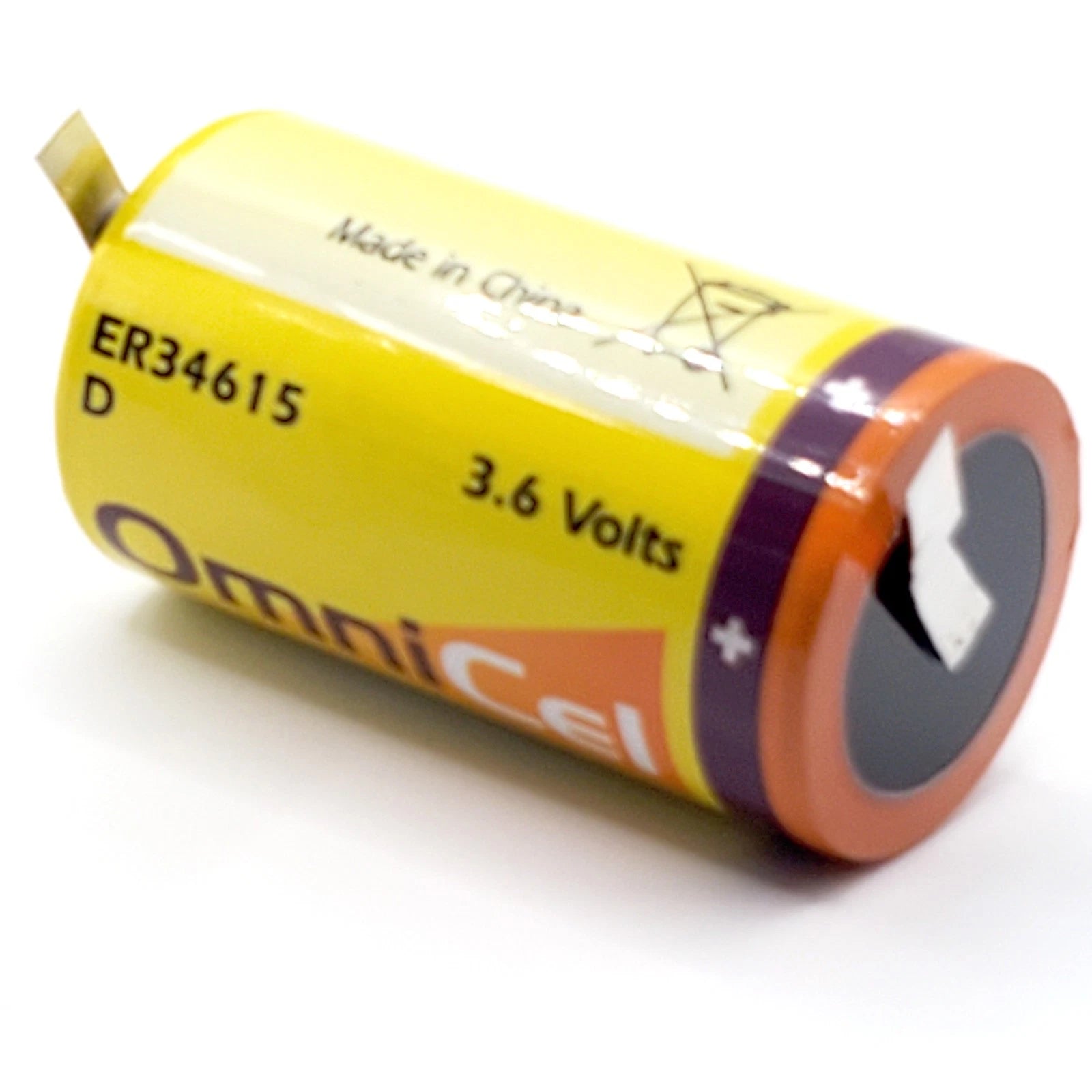 OmniCel ER34615 3.6 Volt 19 Ah D High Energy Lithium Battery w/ Tabs