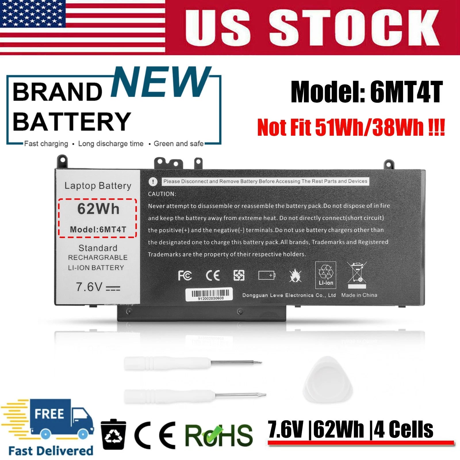 62Wh Battery 6MT4T for Dell Latitude E5470 E5570 79VRK 7V69Y TXF9M 07V69Y NEW