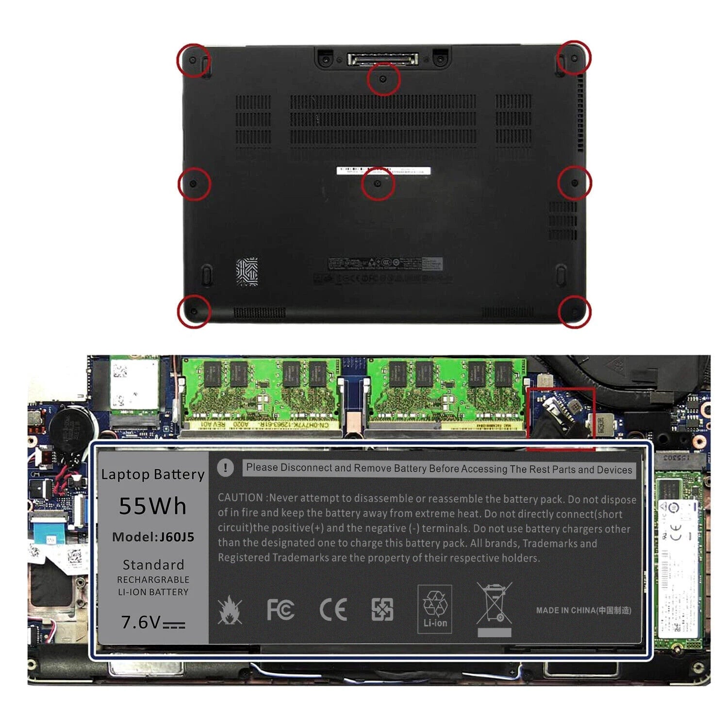 Battery For Dell Latitude E7270 E7470 Series Laptop J60J5 R1V85 451-BBSX 1W2Y2