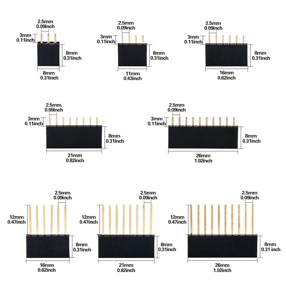 Glarks 112Pcs 2.54mm Male and Female Pin Connector Assortment Kit, 100pcs Sta...