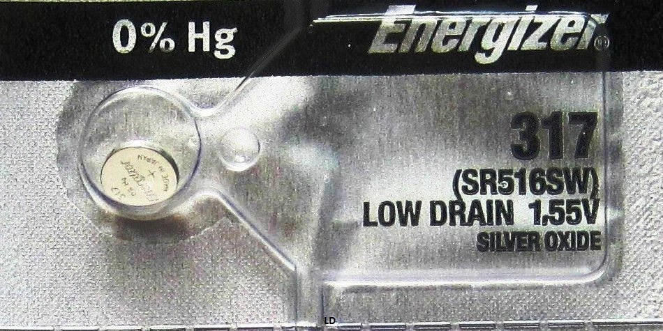 ENERGIZER 317 SR516SW (2 piece) SR516 BATTERY NEW SEALED Authorize Seller