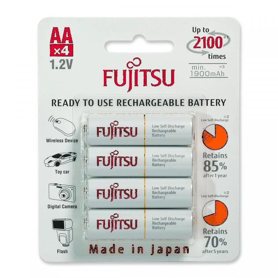 4 Fujitsu AA HR-3UTCEX NiMH 1.2V 2000mAh Min. 1900mAh Pre-charged Batteries
