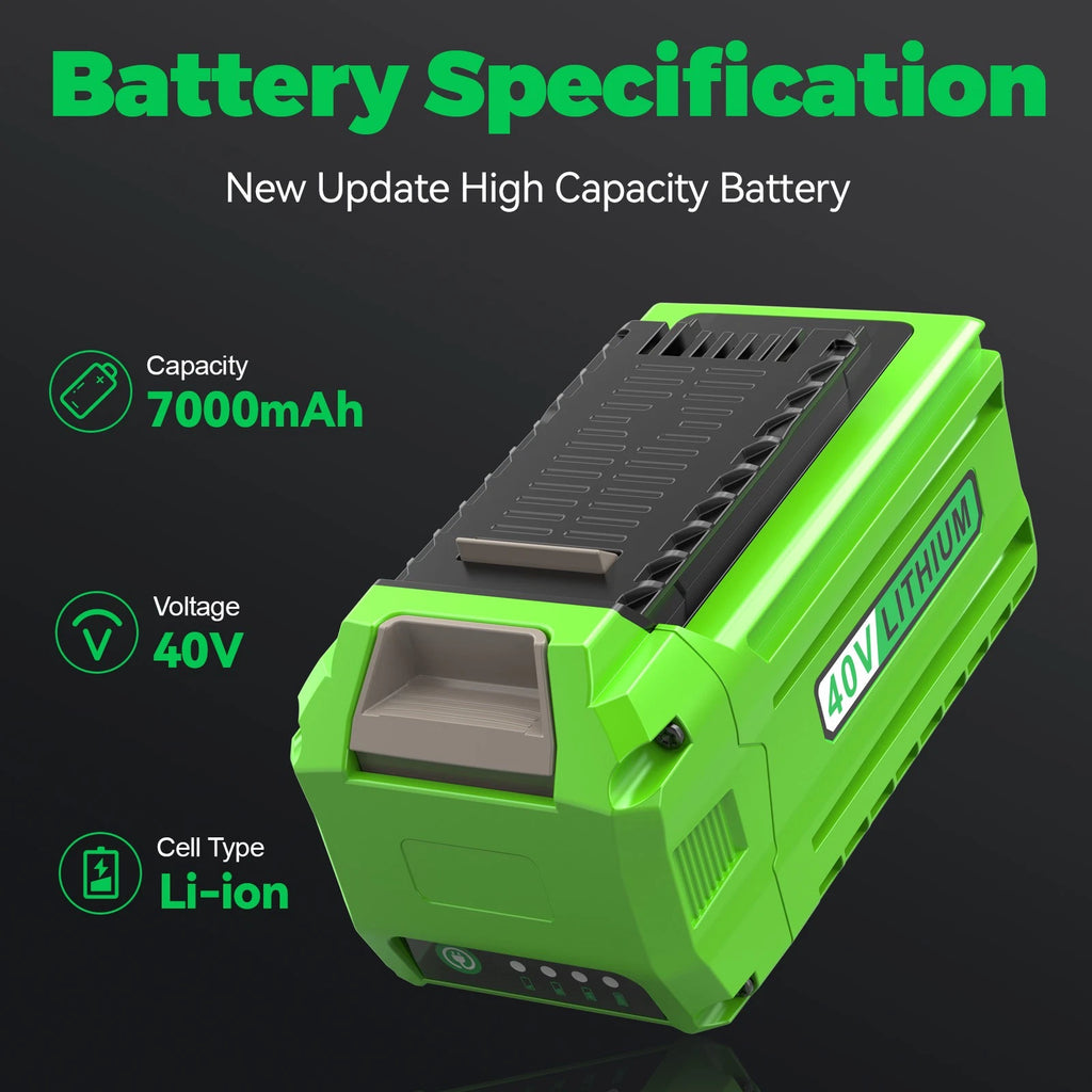 40V 7Ah For Greenworks 40 Volt G-MAX Lithium Battery 29472 29462 29252 20202