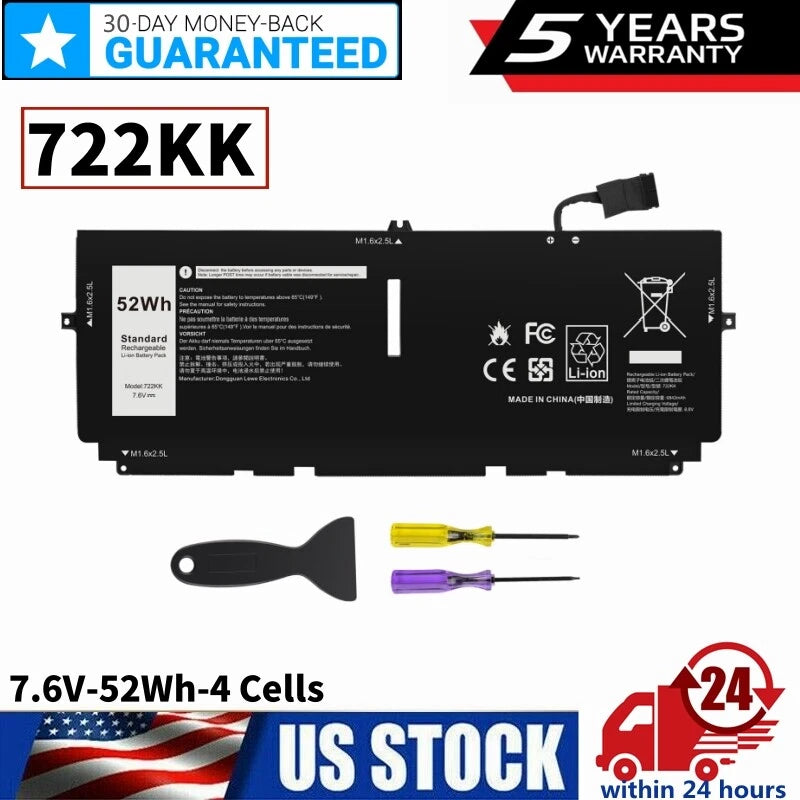 Battery For Dell XPS 13 9300 Series i5 FHD XPS 13 9310 2XXFW FP86V 722KK 52Wh