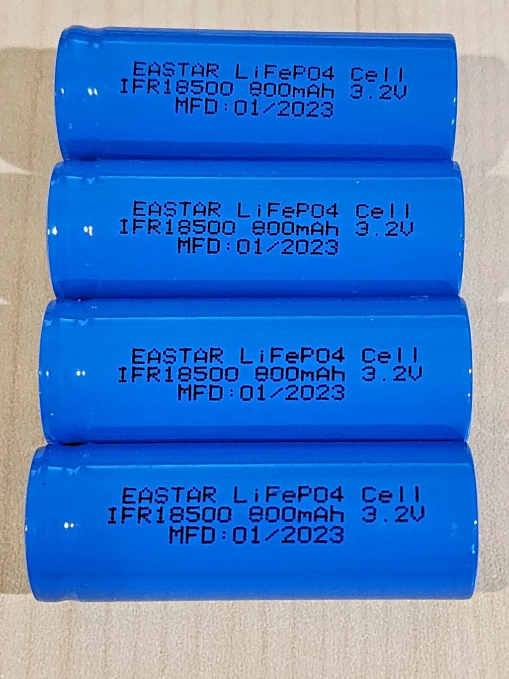 4 x IFR18500 3.2v LiFePO4 RECHARGEABLE BATTERY solar lights FLAT TOP MFG 01/2023