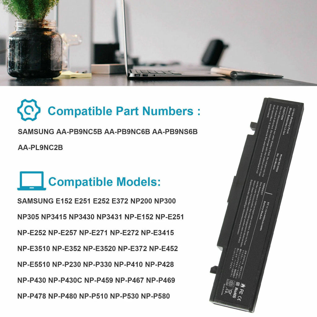 R580 Battery for Samsung R428 R480 R590 R780 AA-PB9NC6B AA-PB9NS6B 6 Cells NEW