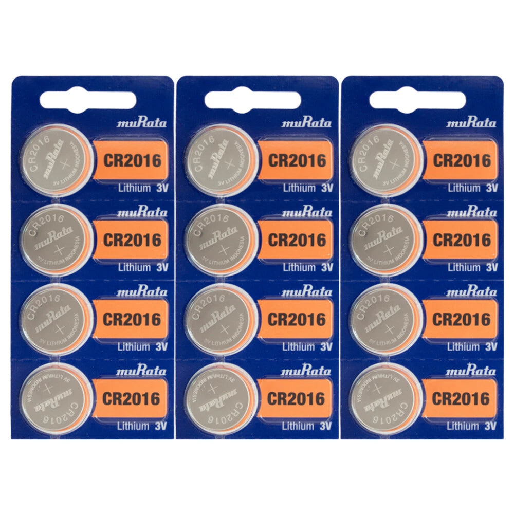Murata CR2016 Battery - 3 Volt Lithium 12 Pack