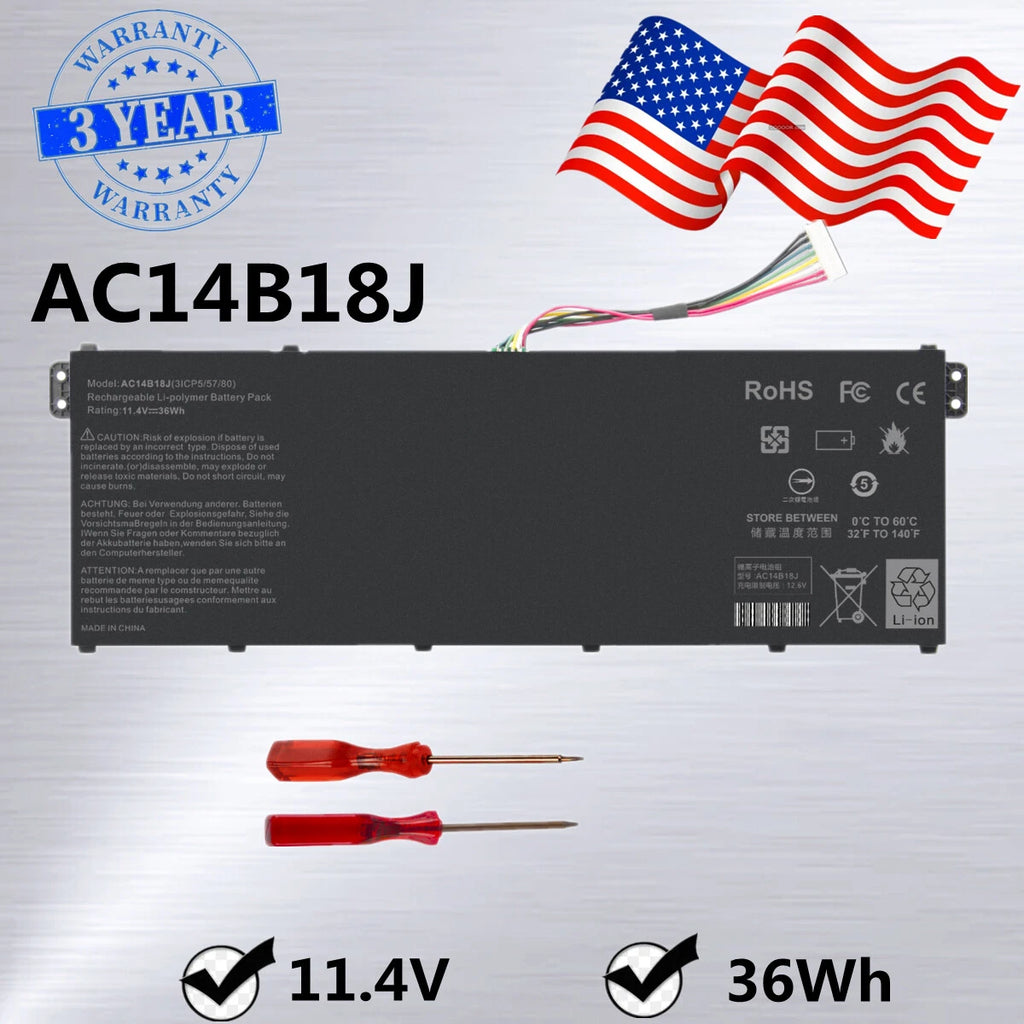 For Acer AC14B18J AC14B13J Battery Aspire ES1-511 ES1-512 V3-371 3ICP5/57/80