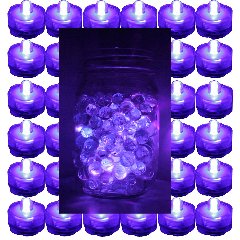 PURPLE 48 Pack ~ Submersible Waterproof Battery LED Tea Light ~ Wedding Decorati