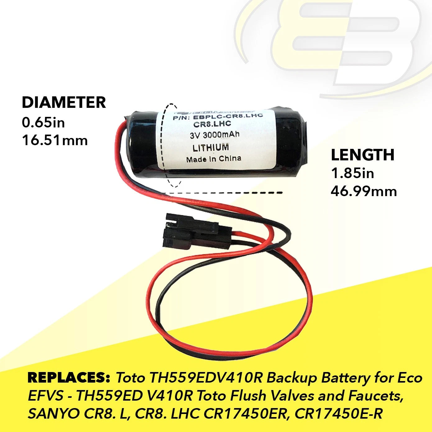 3V 3000mAh PLC Battery Compatible With CR8.L, CR8.LHC, CR8-LHC, TH559EDV410R