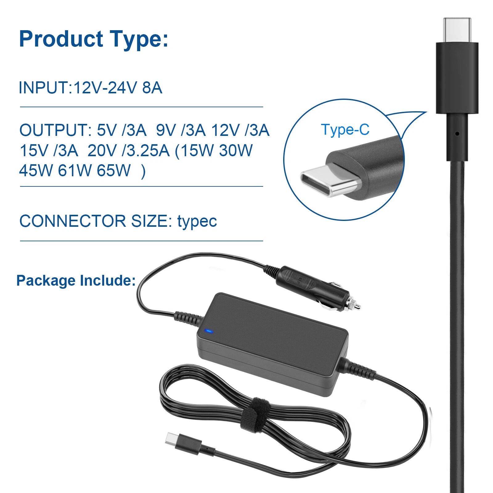 65W USB C Laptop AC Adapter Car Charger for Lenovo Yoga ThinkPad T490 T480s T580