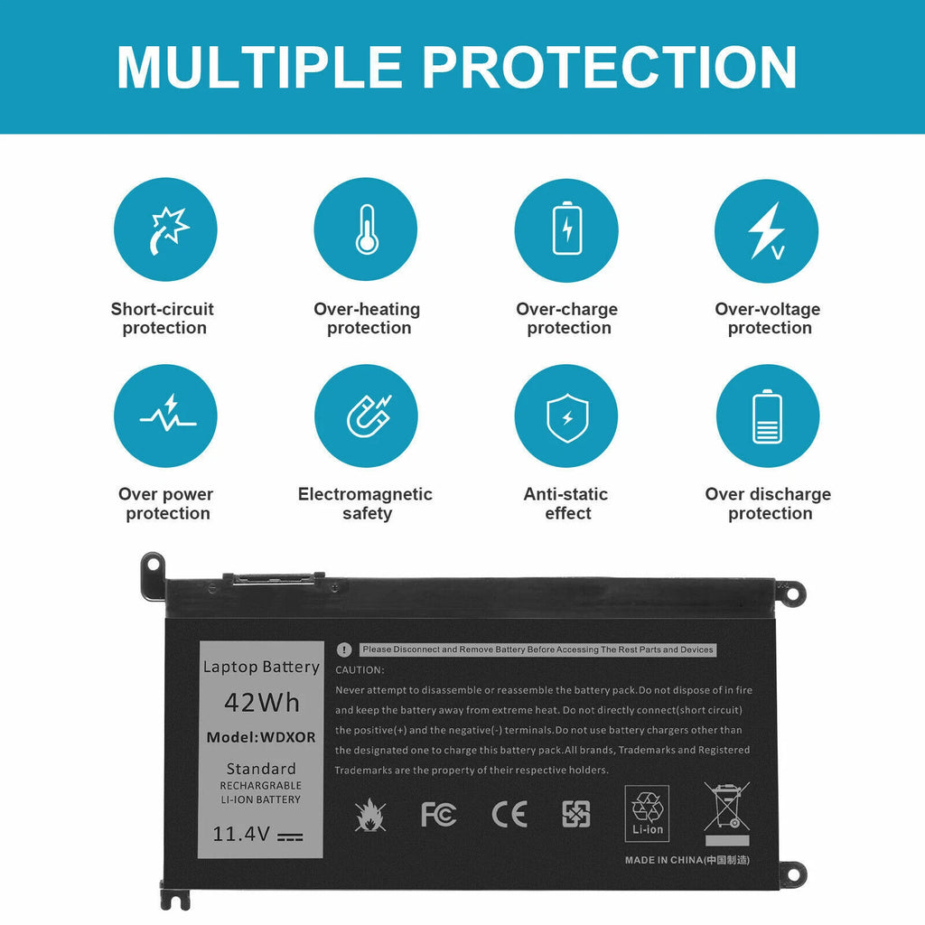 WDX0R Battery for Dell Inspiron 13 5379 5368 7378 15 5567 Latitude 3480 3580