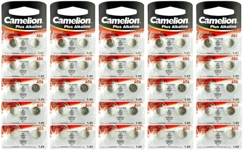 50 Pk Camelion AG6 LR920 371 370 D371 D370 LR920 Alkaline Button Cell Battery