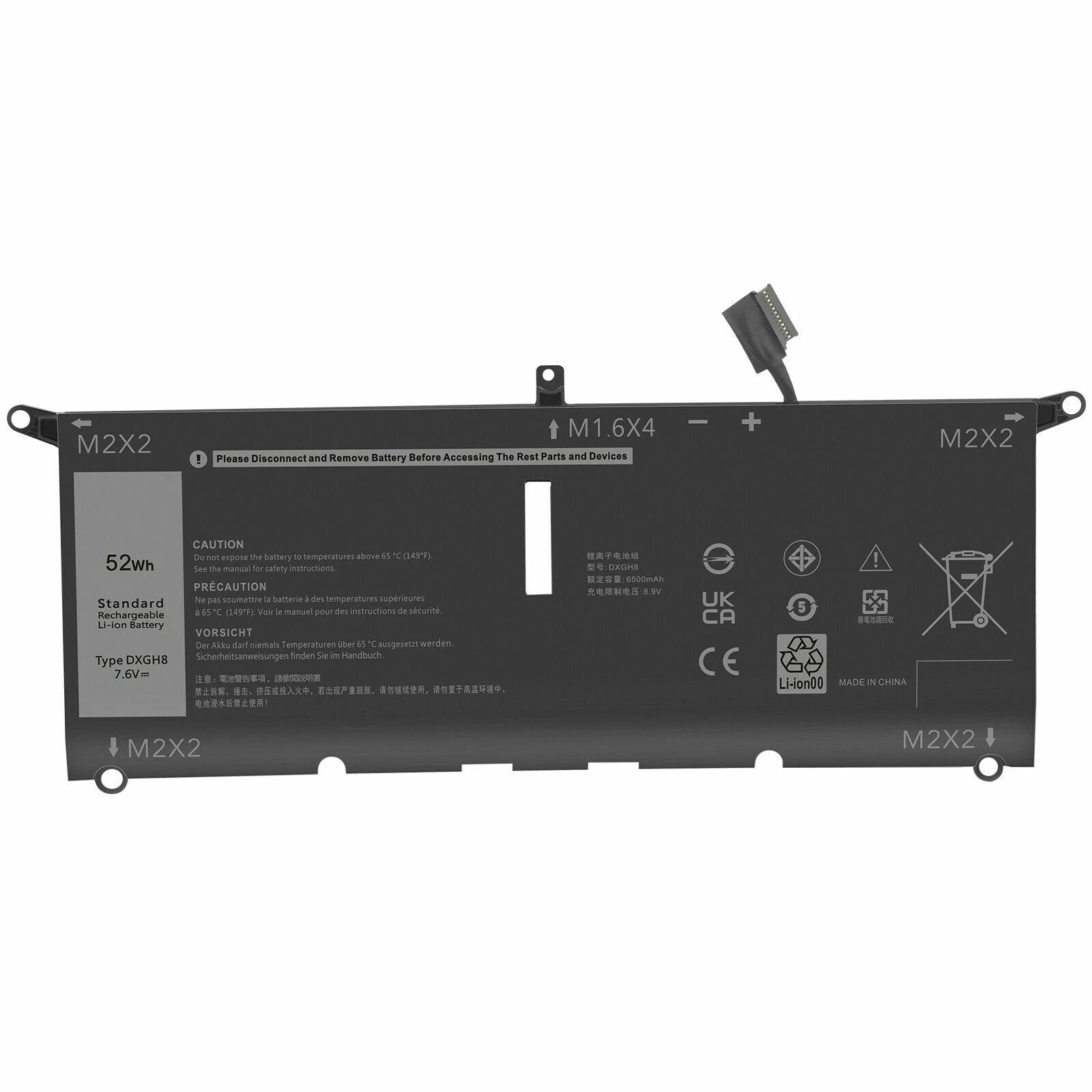 DXGH8 Laptop Battery for Dell XPS 13 9370 9380 52WH G8VCF 0H754V 13 9350 13-9343