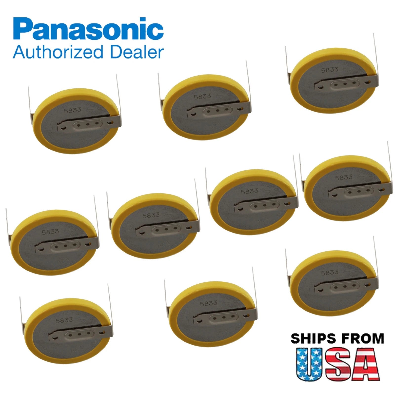 10x CR-2032/HMN 3V Lithium Coin Battery Horz 2 Pins for C-MOS RTC PC
