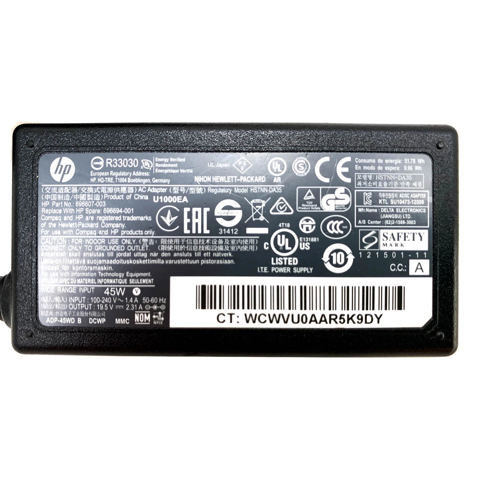 NEW Genuine 45W HP AC Adapter for EliteBook Folio 9470m 9480m Notebook PC OEM