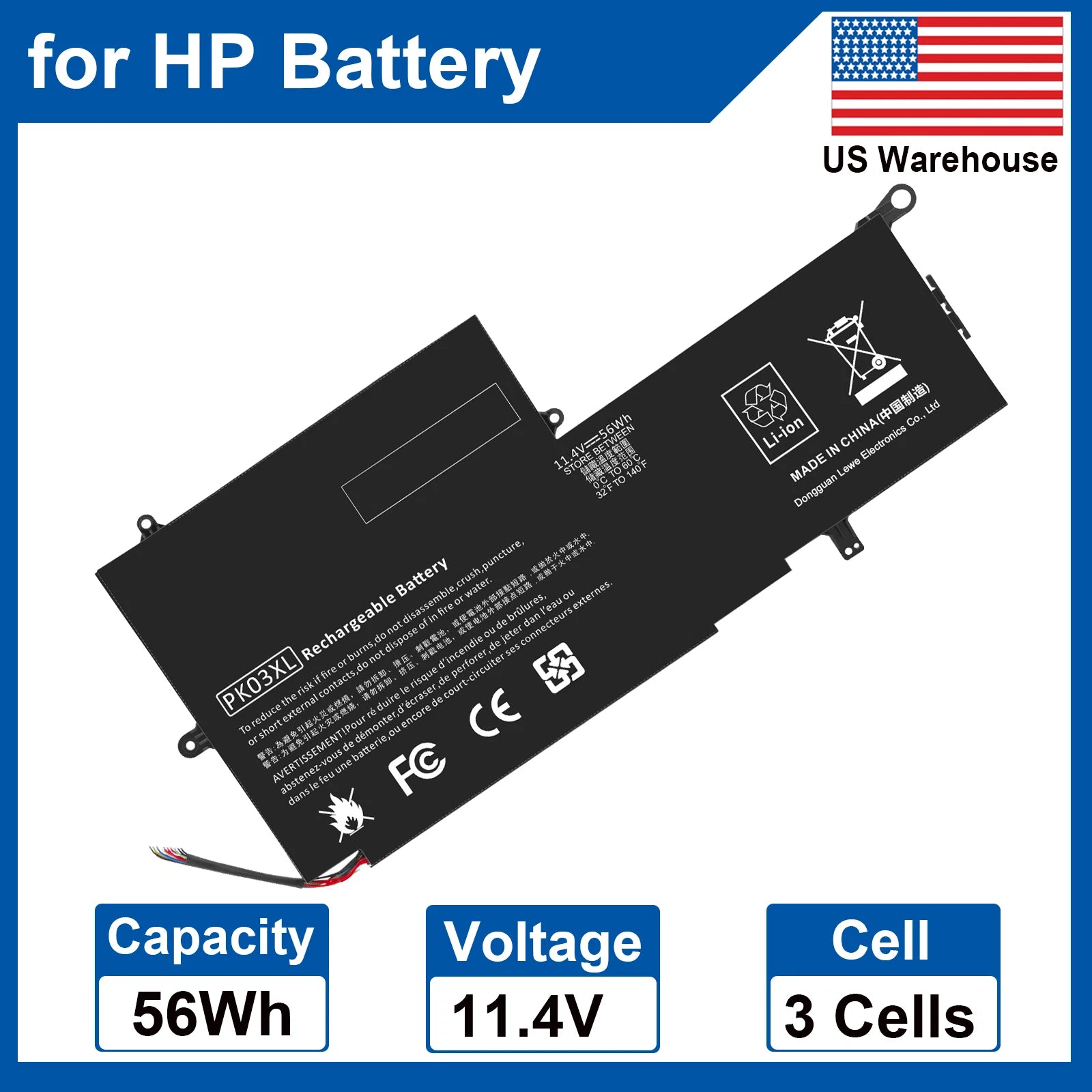 PK03XL Battery For HP X360 Spectre 13 Series 789116-005 13-4000 13-4100 13-4200