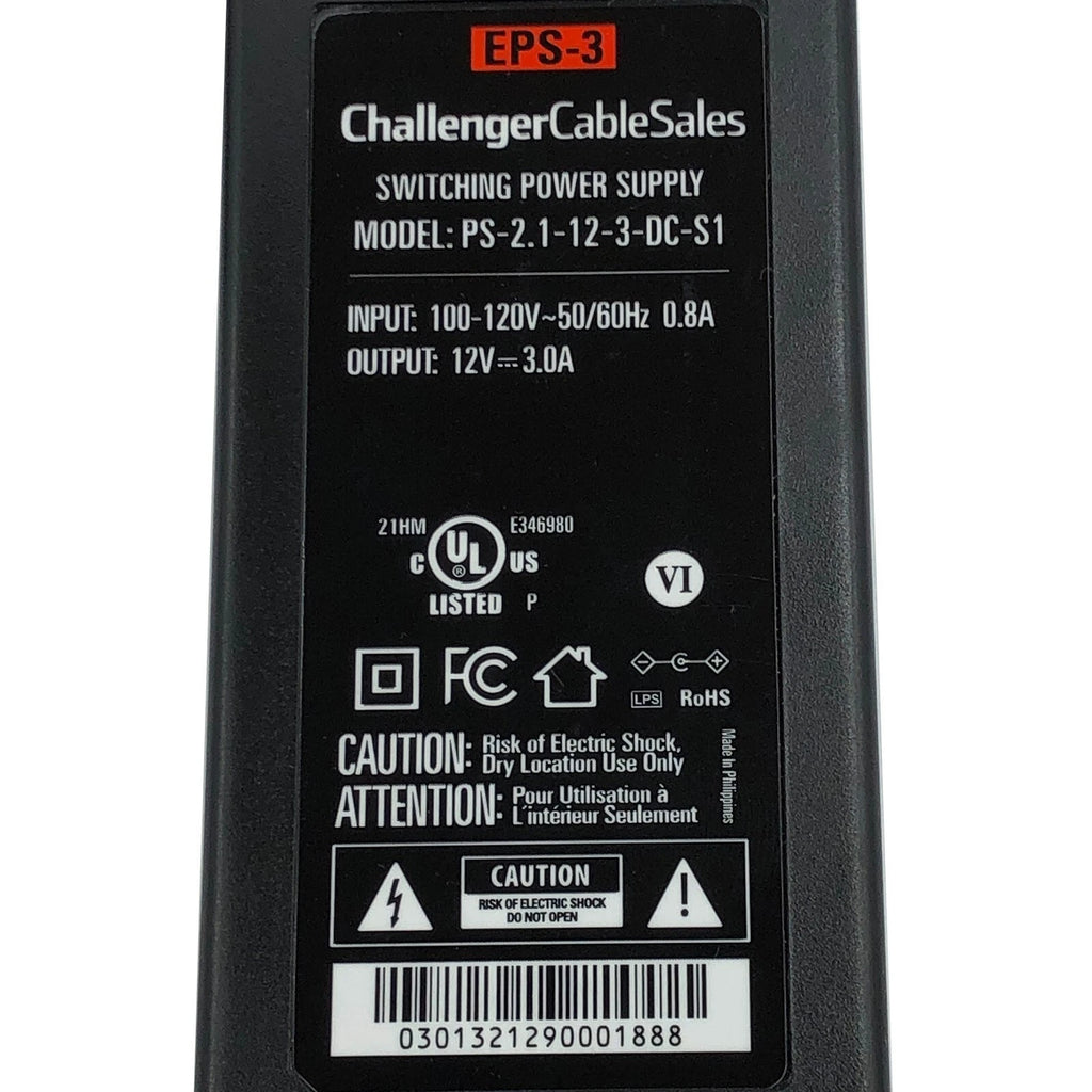 NEW Challenger PS-2.1-12-3DT1 Cable Sales Switching I.T.E Power Supply 12V 3A