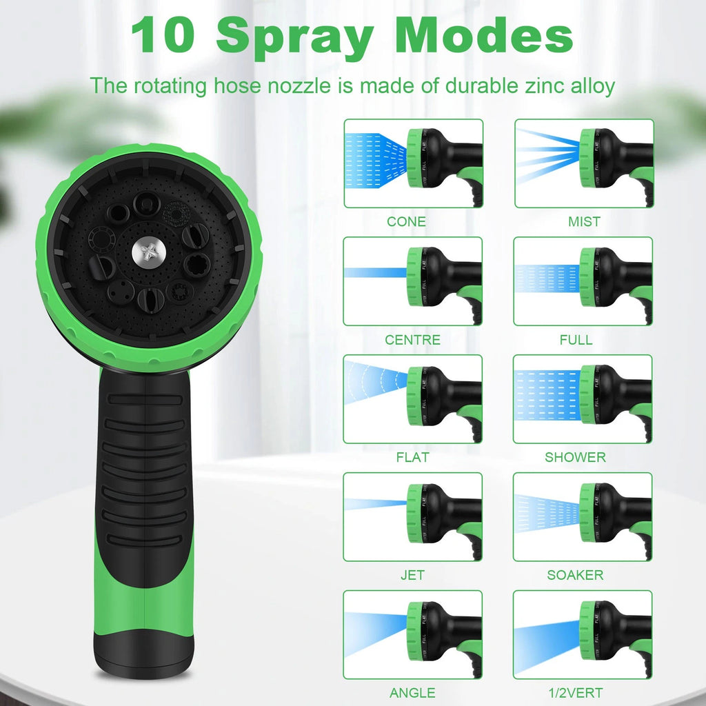 Expandable Flexible Garden Water Hose with 10/8 Function Spray Nozzle 25FT-150FT