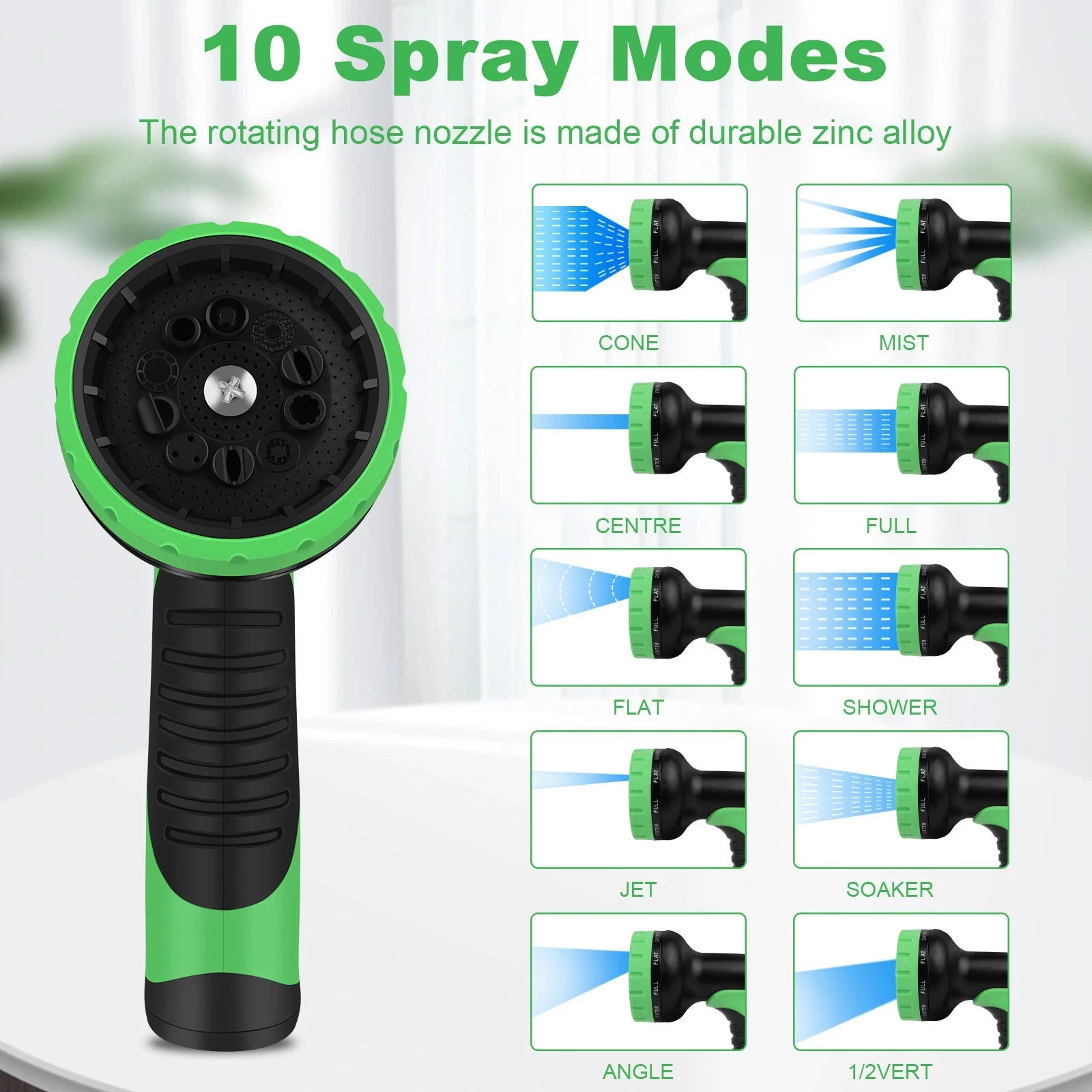 Expandable Flexible Garden Water Hose with 10/8 Function Spray Nozzle 25FT-150FT