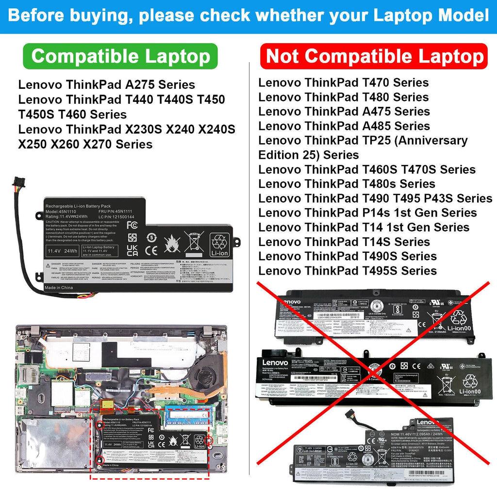 01AV459 Battery For Lenovo ThinkPad T440 T450 T450S T460 X240 X240S X250 X260 PC