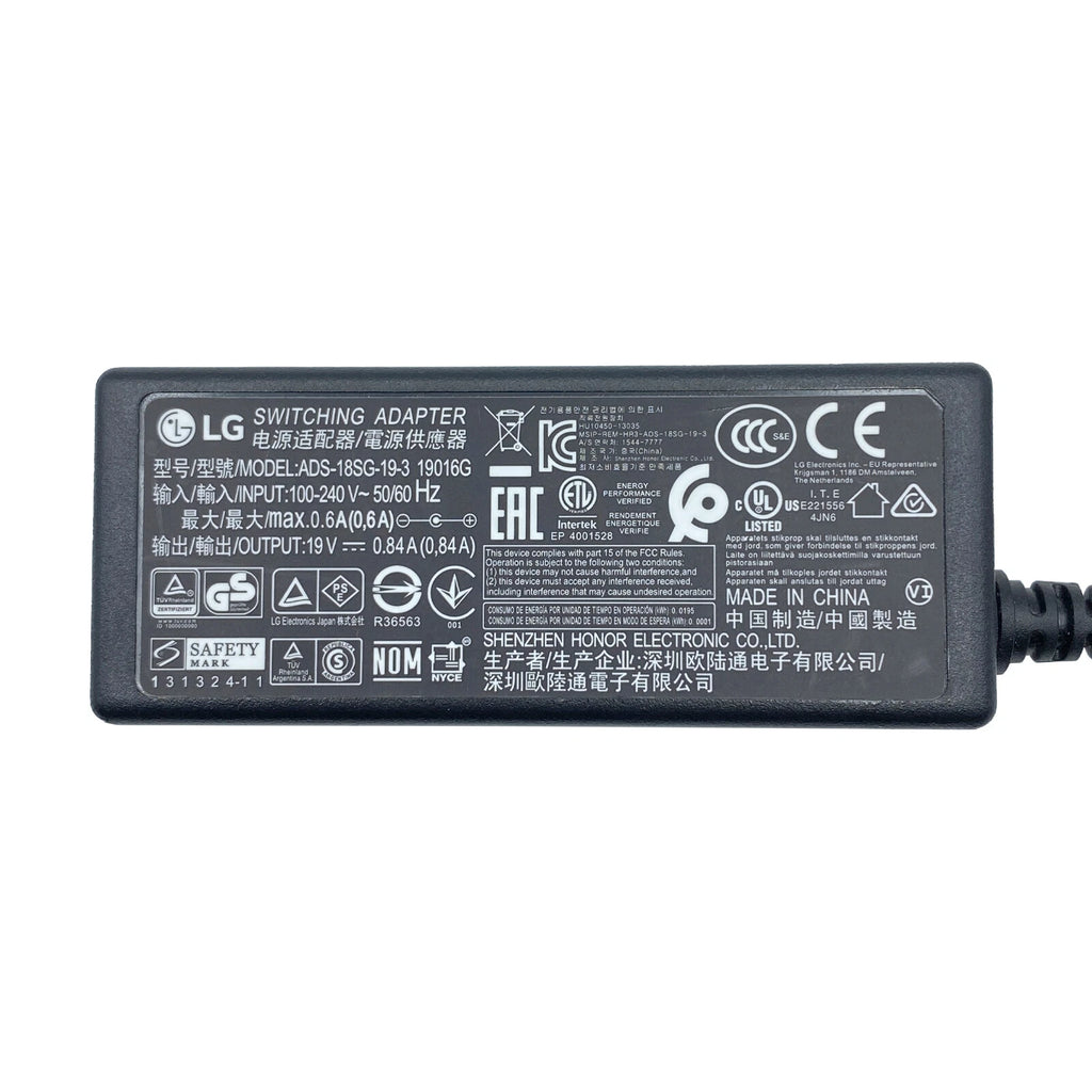 NEW Original LG AC Adapter ADS-18SG-19-3 19016G 19V 0.84A Monitor Power Supply