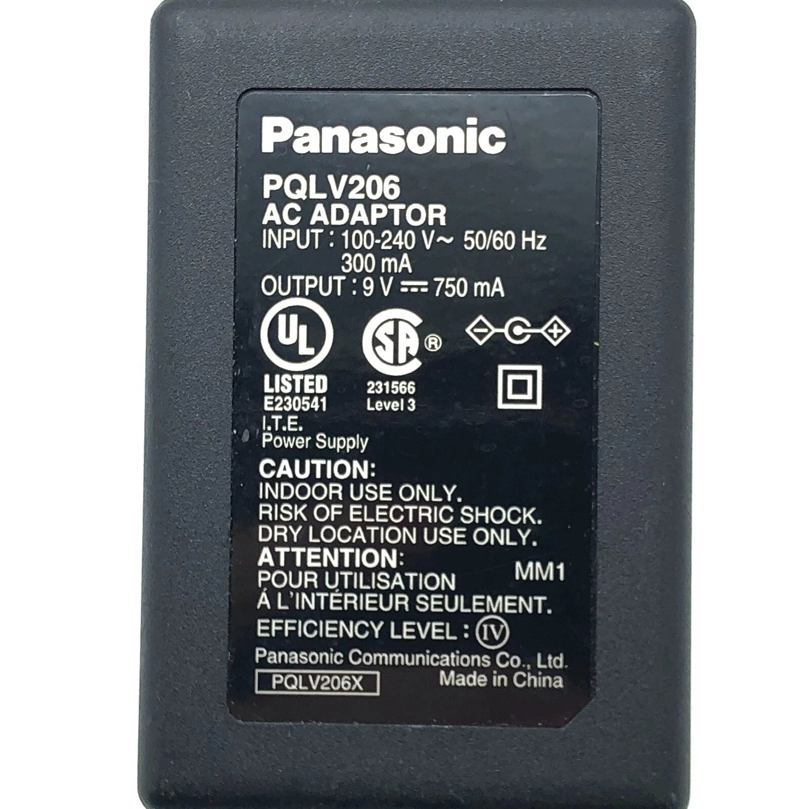 NEW Genuine Panasonic PQLV206 AC Adapter 9V 750mA Wall Power Supply PQLV206X