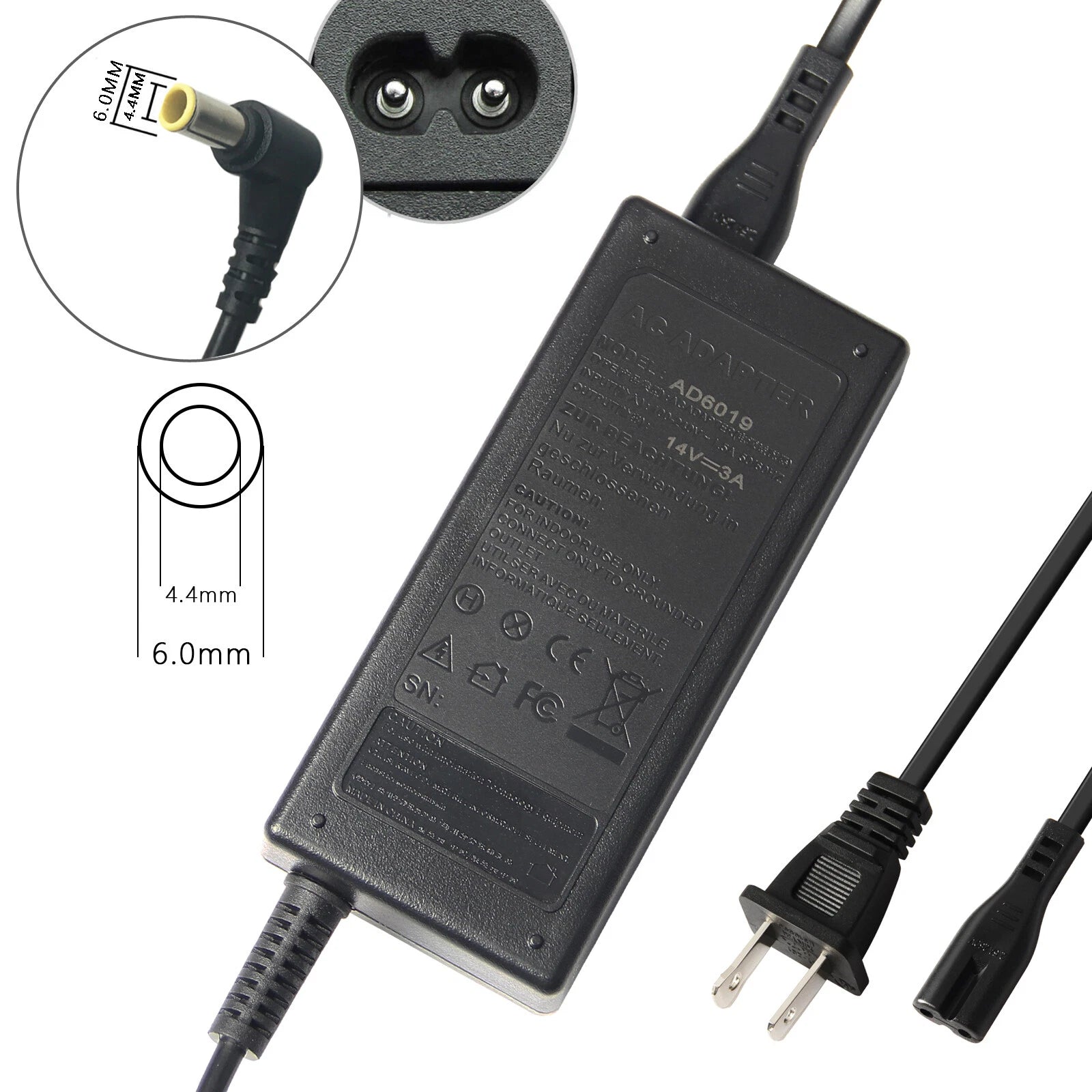 AC/DC Adapter 14V 3A Samsung Monitor TV LCD LED Power Supply Cord US