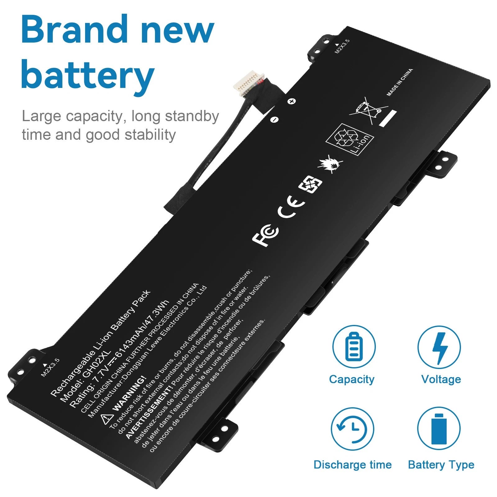 New GH02XL Battery For HP Chromebook 11 14 / X360 11 /14 G6 14A-NA 14A-CA 47.3Wh